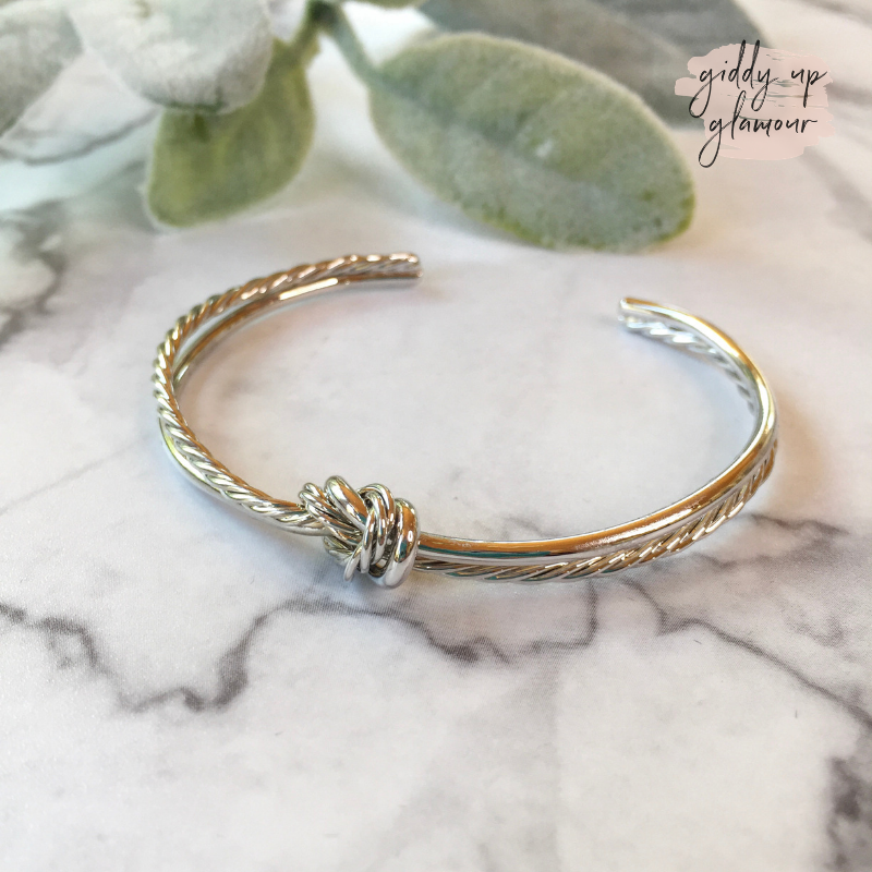 Knot Cuff Bracelet in Silver - Giddy Up Glamour Boutique