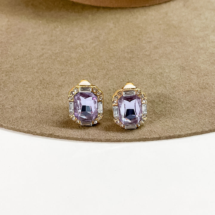 Buy 3 for $10 | Faux Crystal Stud Clip on Earrings with Small Crystal Detailing - Giddy Up Glamour Boutique