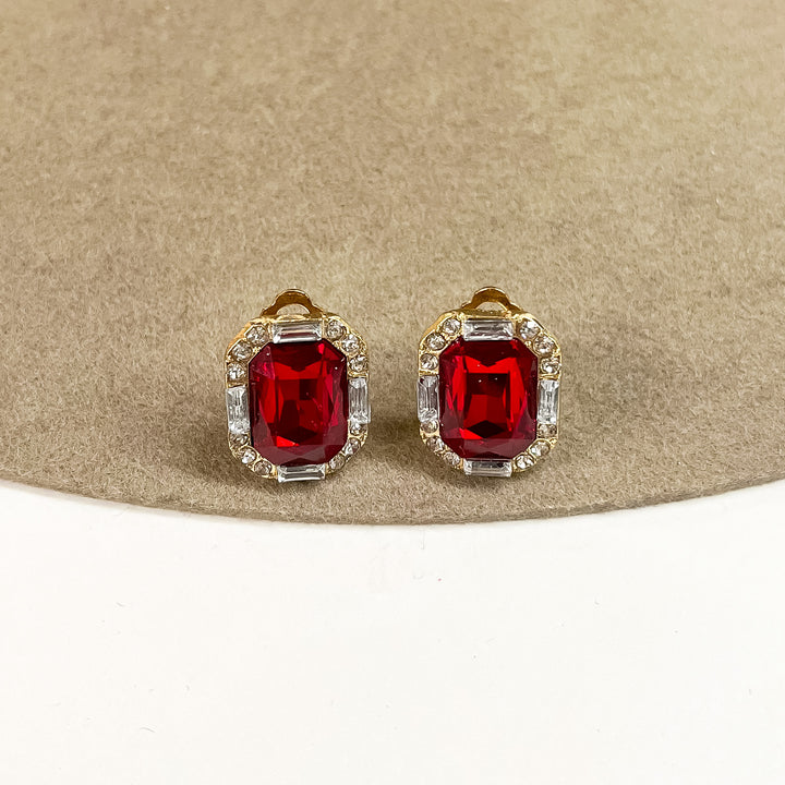 Buy 3 for $10 | Faux Crystal Stud Clip on Earrings with Small Crystal Detailing - Giddy Up Glamour Boutique