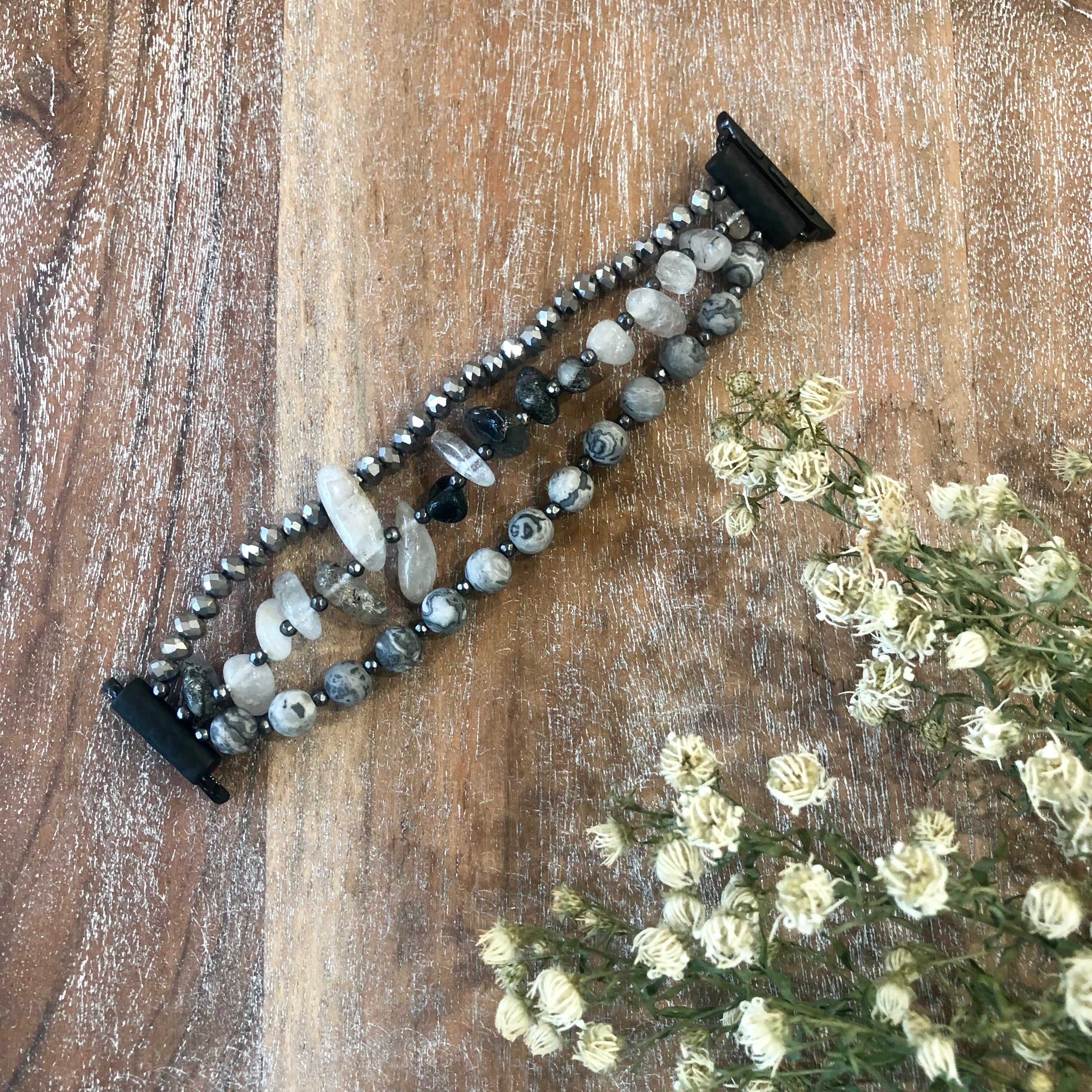 The Gabie | Three Strand Apple Watch Band in Black - Giddy Up Glamour Boutique