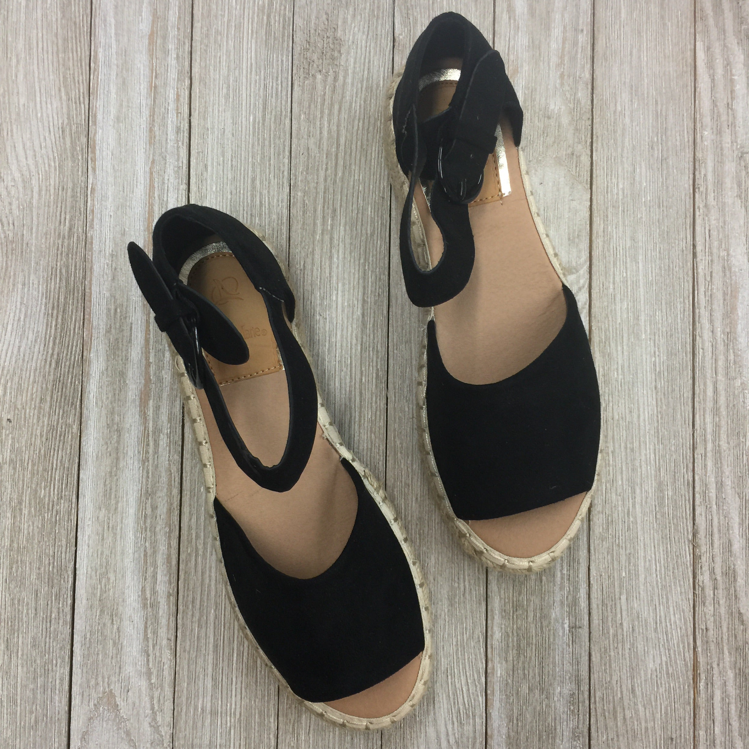 DAMAGED | SIZE 6 Not A Drille Platform Espadrille Sandals in Black - Giddy Up Glamour Boutique
