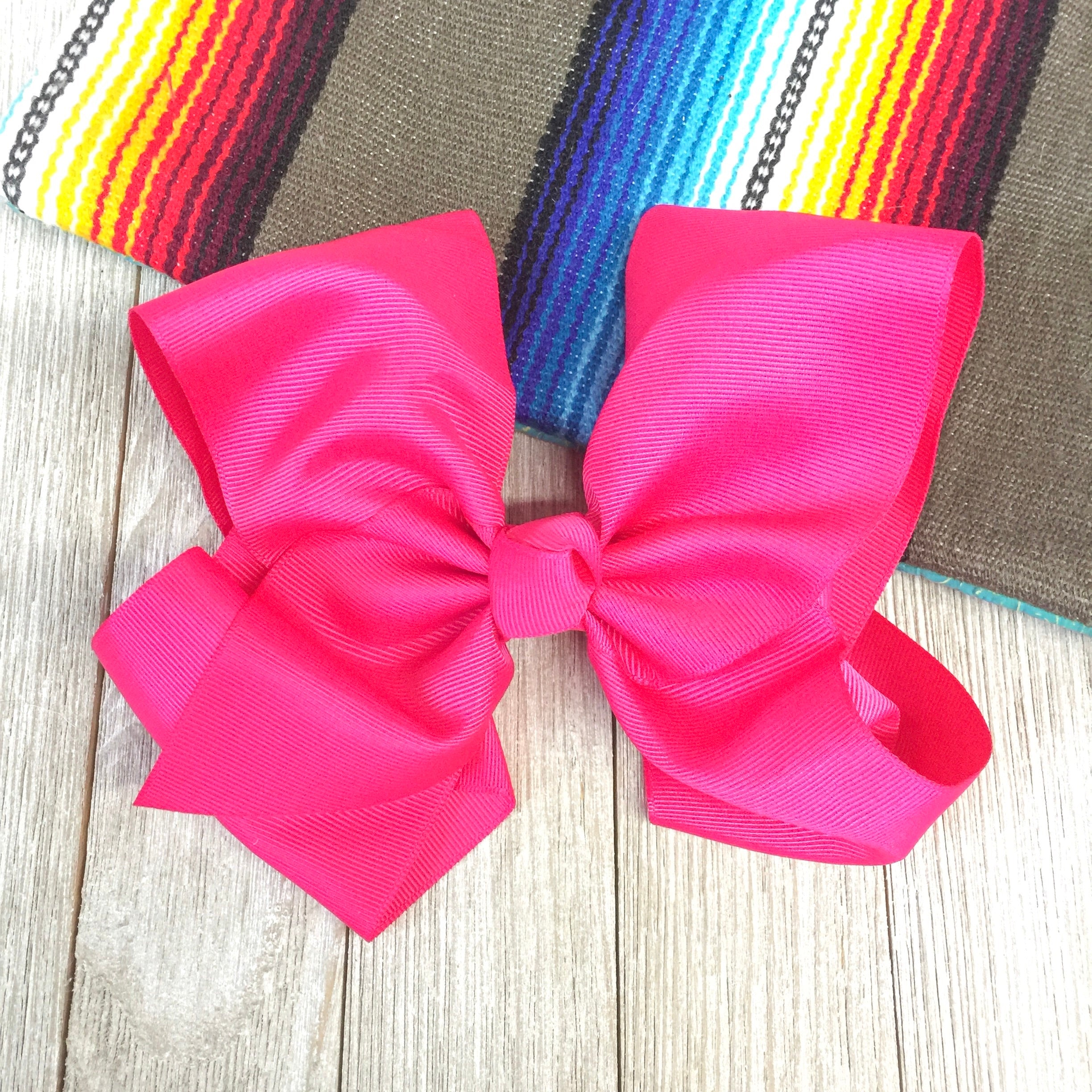 Solid Color Hair Bow in Hot Pink - Giddy Up Glamour Boutique