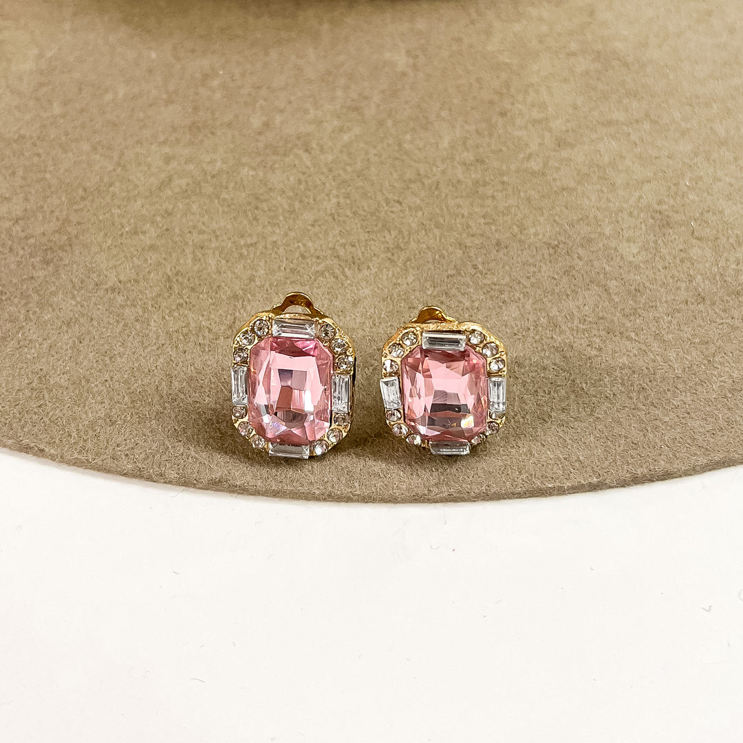 Buy 3 for $10 | Faux Crystal Stud Clip on Earrings with Small Crystal Detailing - Giddy Up Glamour Boutique