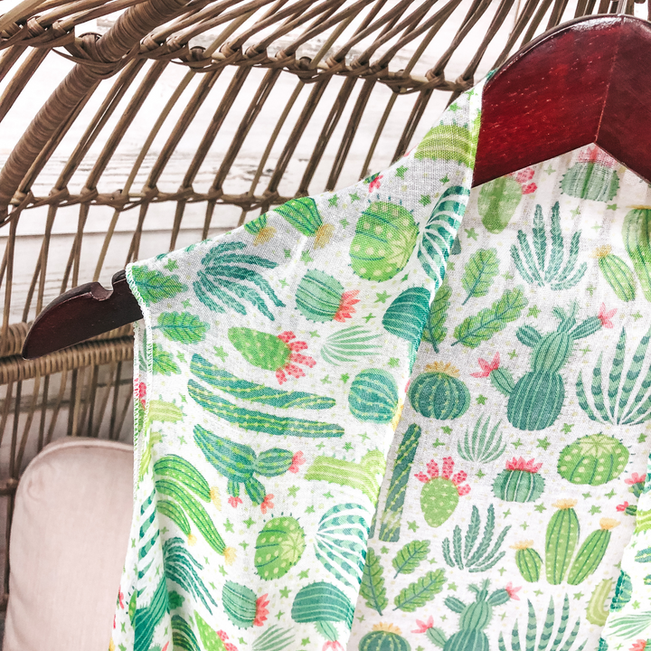 Friday Night Fiesta Sheer Cactus Vest in White - Giddy Up Glamour Boutique