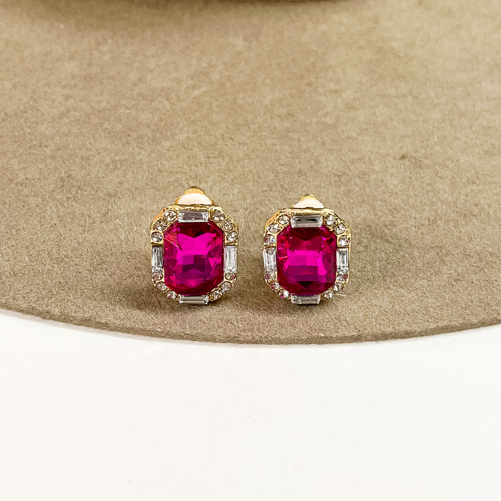 Buy 3 for $10 | Faux Crystal Stud Clip on Earrings with Small Crystal Detailing - Giddy Up Glamour Boutique