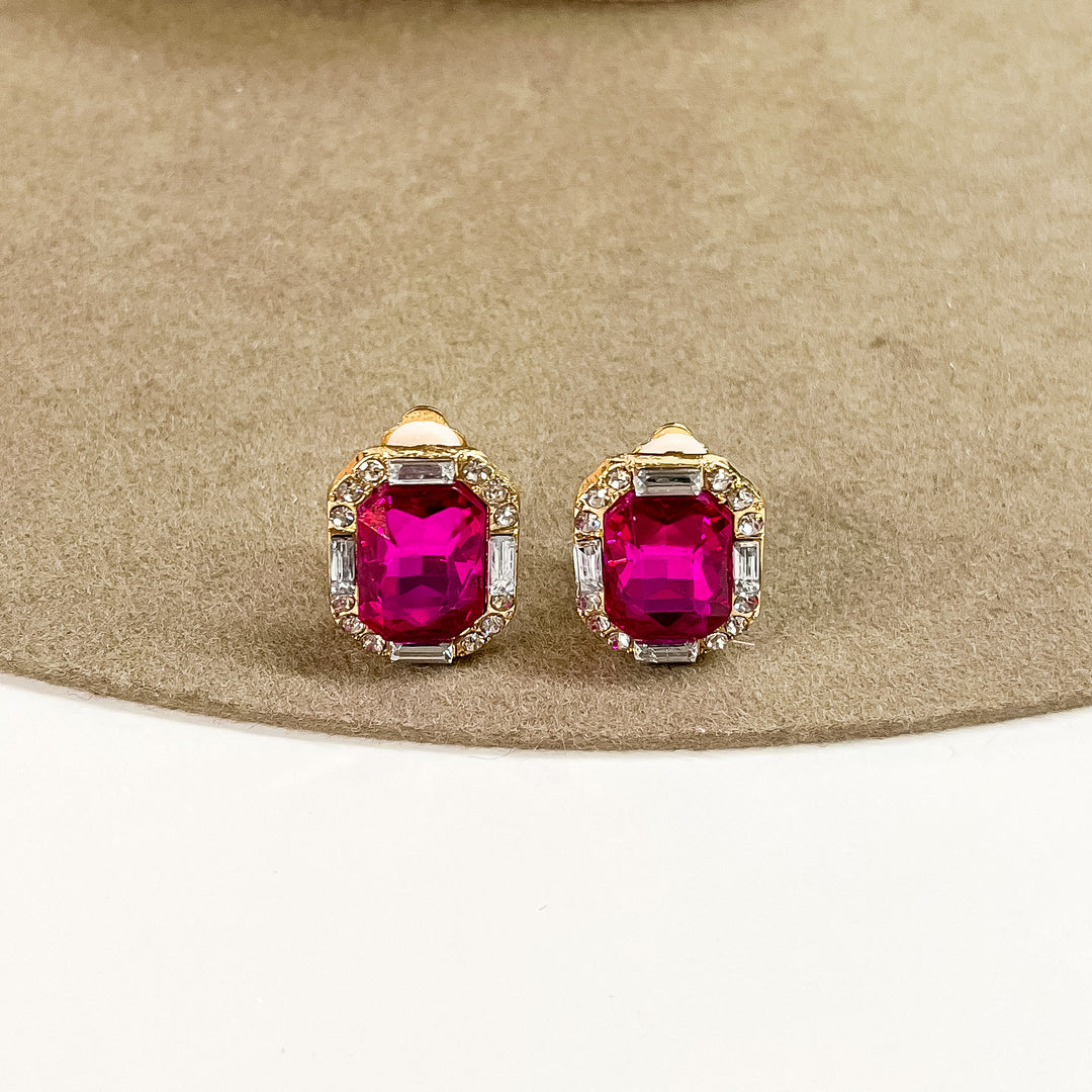 Buy 3 for $10 | Faux Crystal Stud Clip on Earrings with Small Crystal Detailing - Giddy Up Glamour Boutique