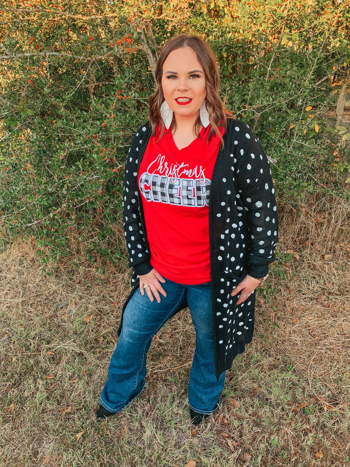 Christmas Cheer Short Sleeve Graphic Tee in Red - Giddy Up Glamour Boutique