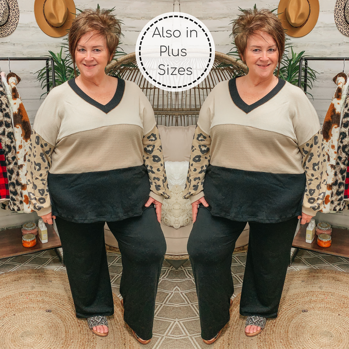 Let's Stay Home Wide Leg Lounge Pants with Pockets in Black - Giddy Up Glamour Boutique