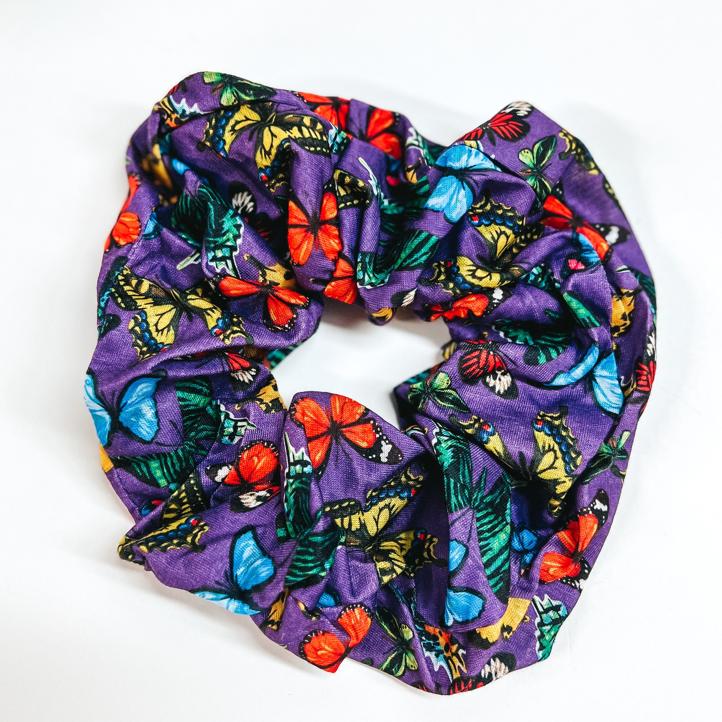 Butterfly Print Scrunchies in Assorted Colors - Giddy Up Glamour Boutique