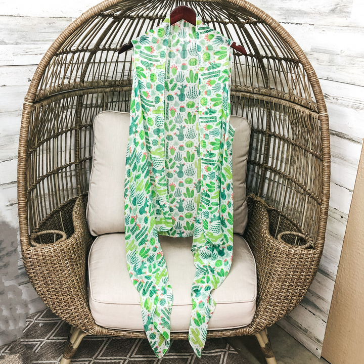 Friday Night Fiesta Sheer Cactus Vest in White - Giddy Up Glamour Boutique