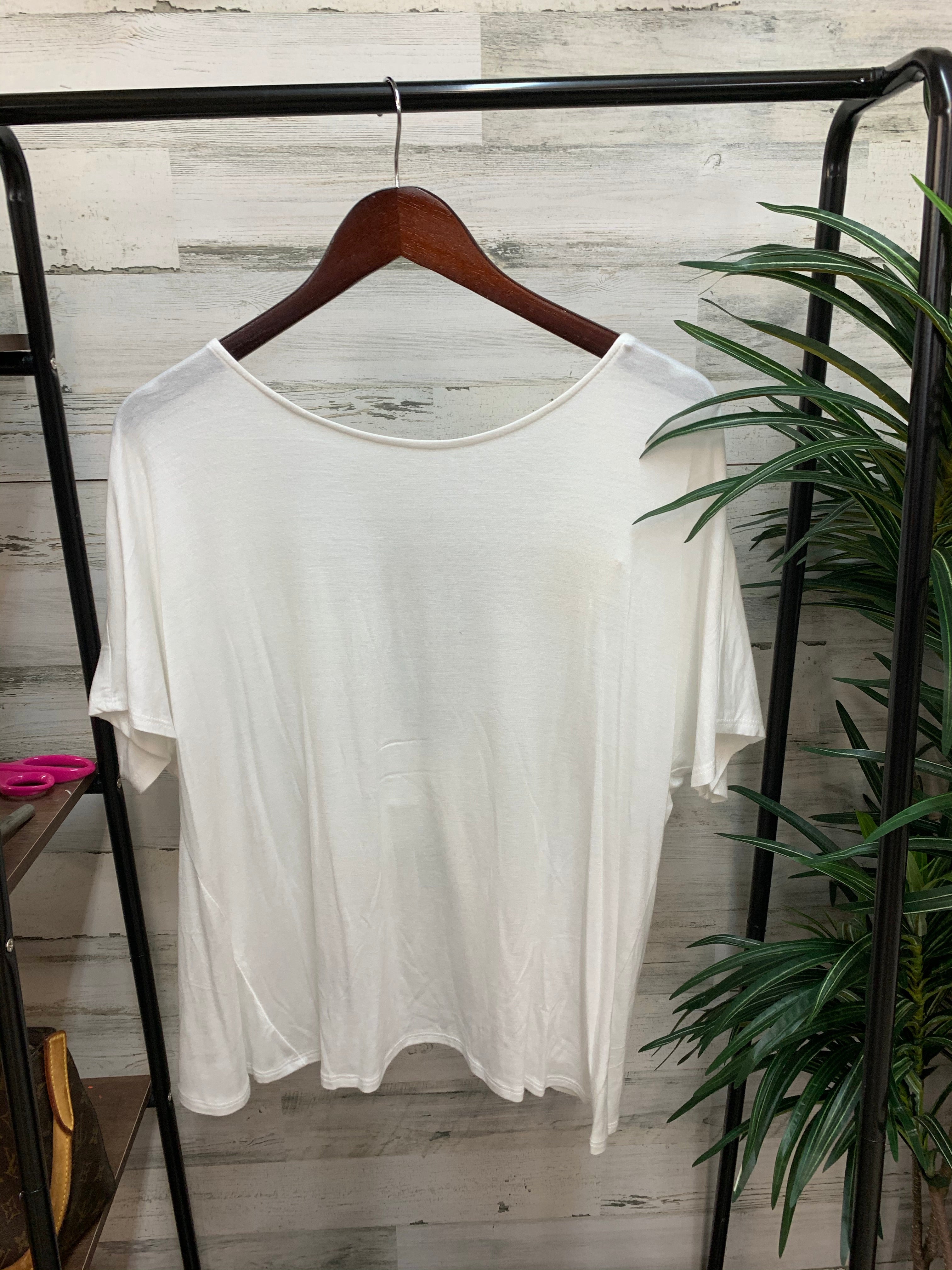 Open Back White Short Sleeve Top - Giddy Up Glamour Boutique