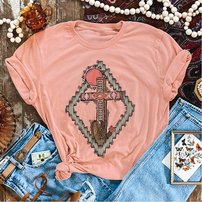 Online Exclusive | Easter Sunrise Short Sleeve Graphic Tee in Desert Rose Pink - Giddy Up Glamour Boutique