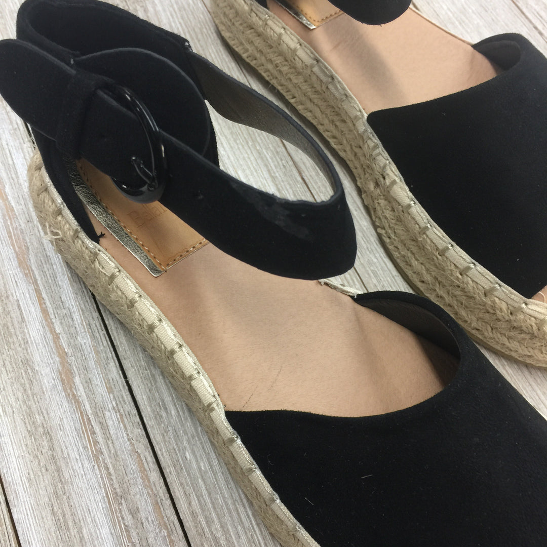 DAMAGED | SIZE 6 Not A Drille Platform Espadrille Sandals in Black - Giddy Up Glamour Boutique