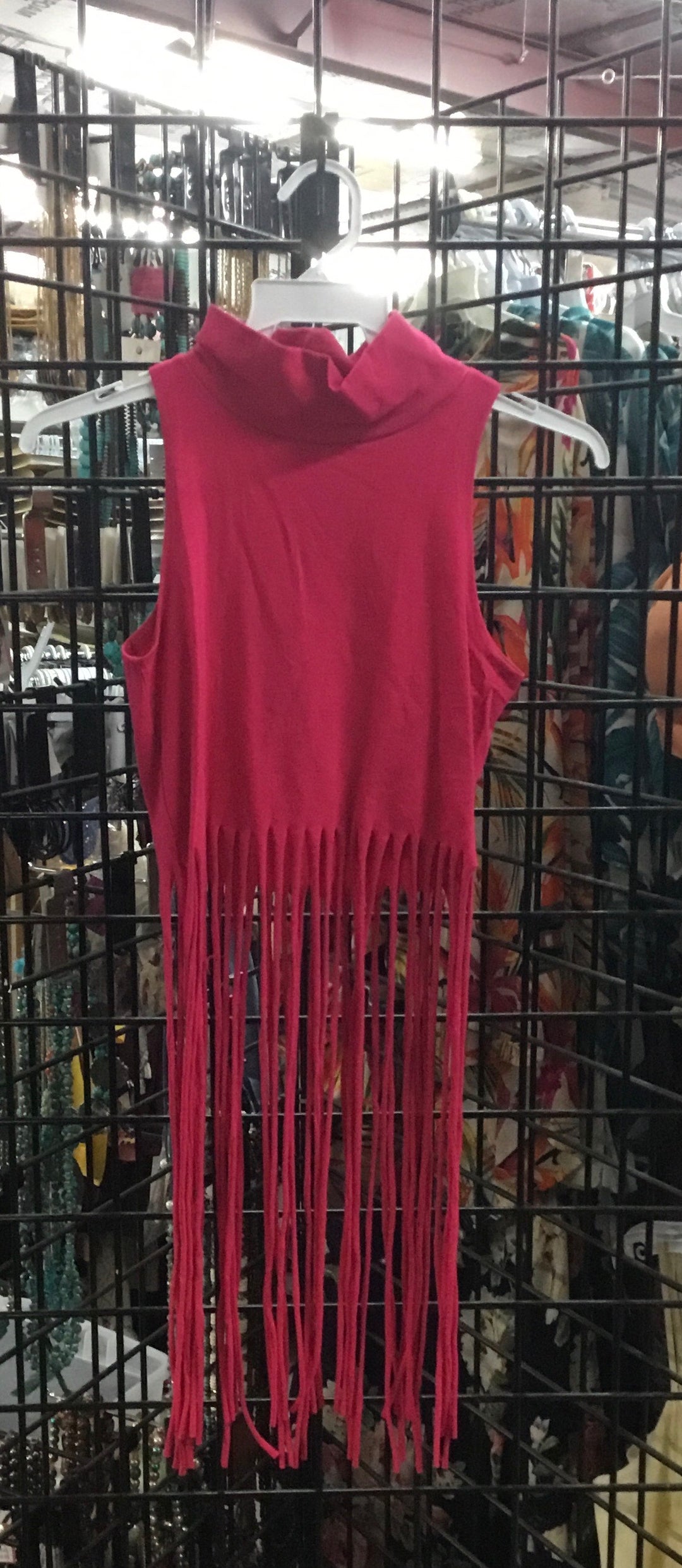 Turtle Neck Crop Top with Fringe Detail - Giddy Up Glamour Boutique