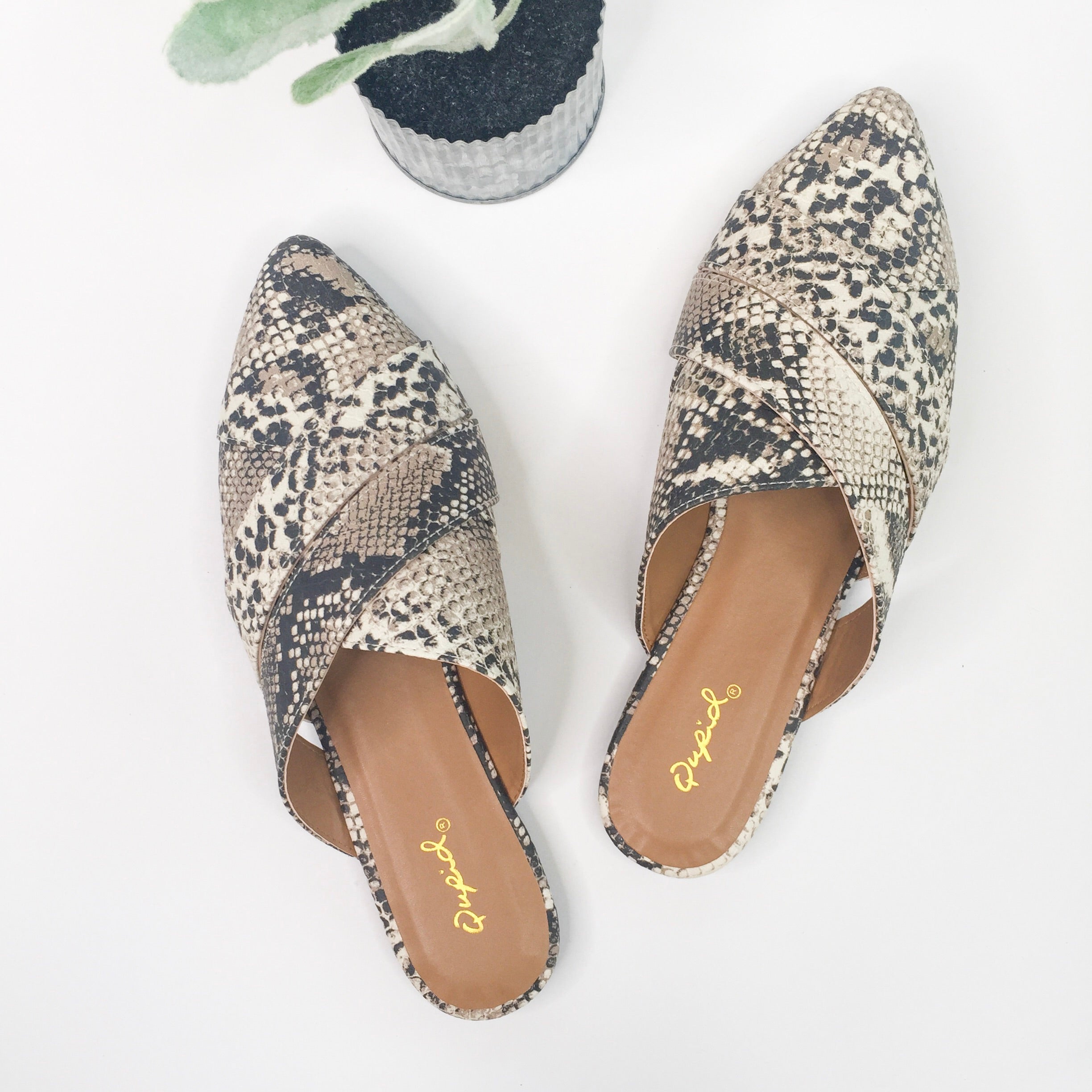 Qupid 2024 snakeskin mules