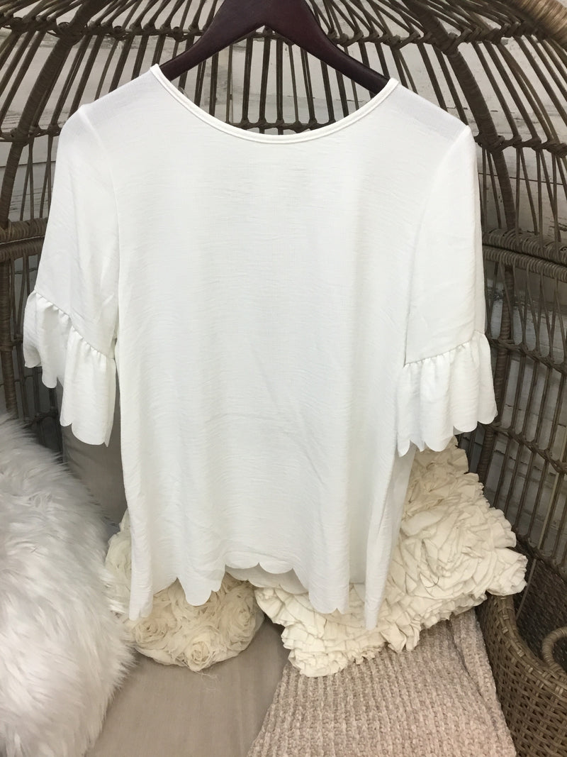 Ivory Top with Scallop Sleeves