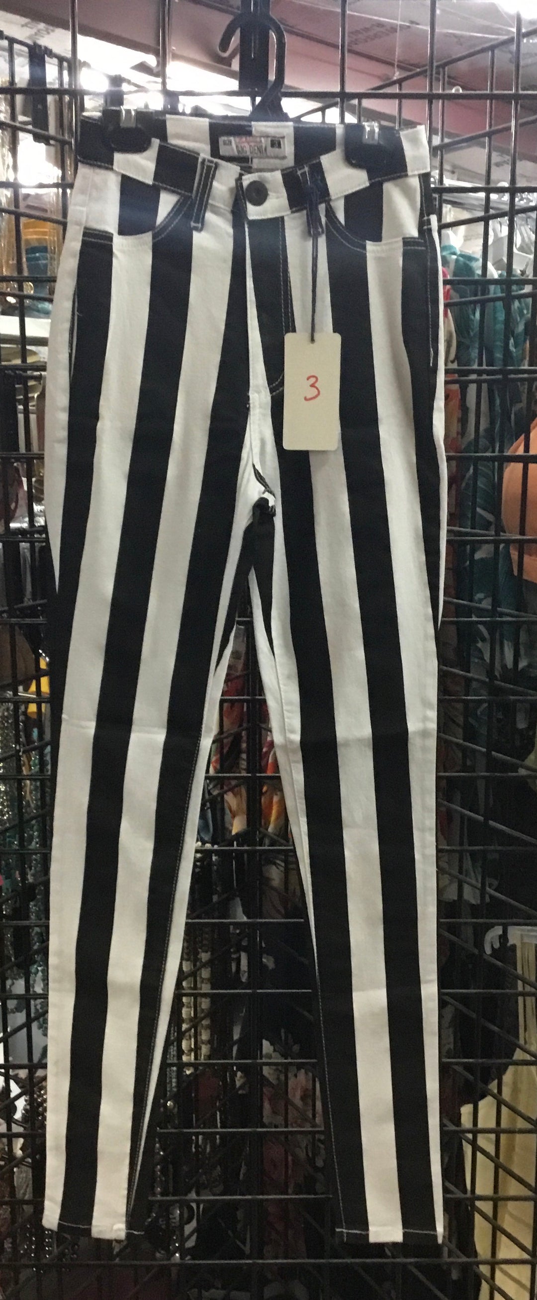 Black and White Stripe Pants - Giddy Up Glamour Boutique