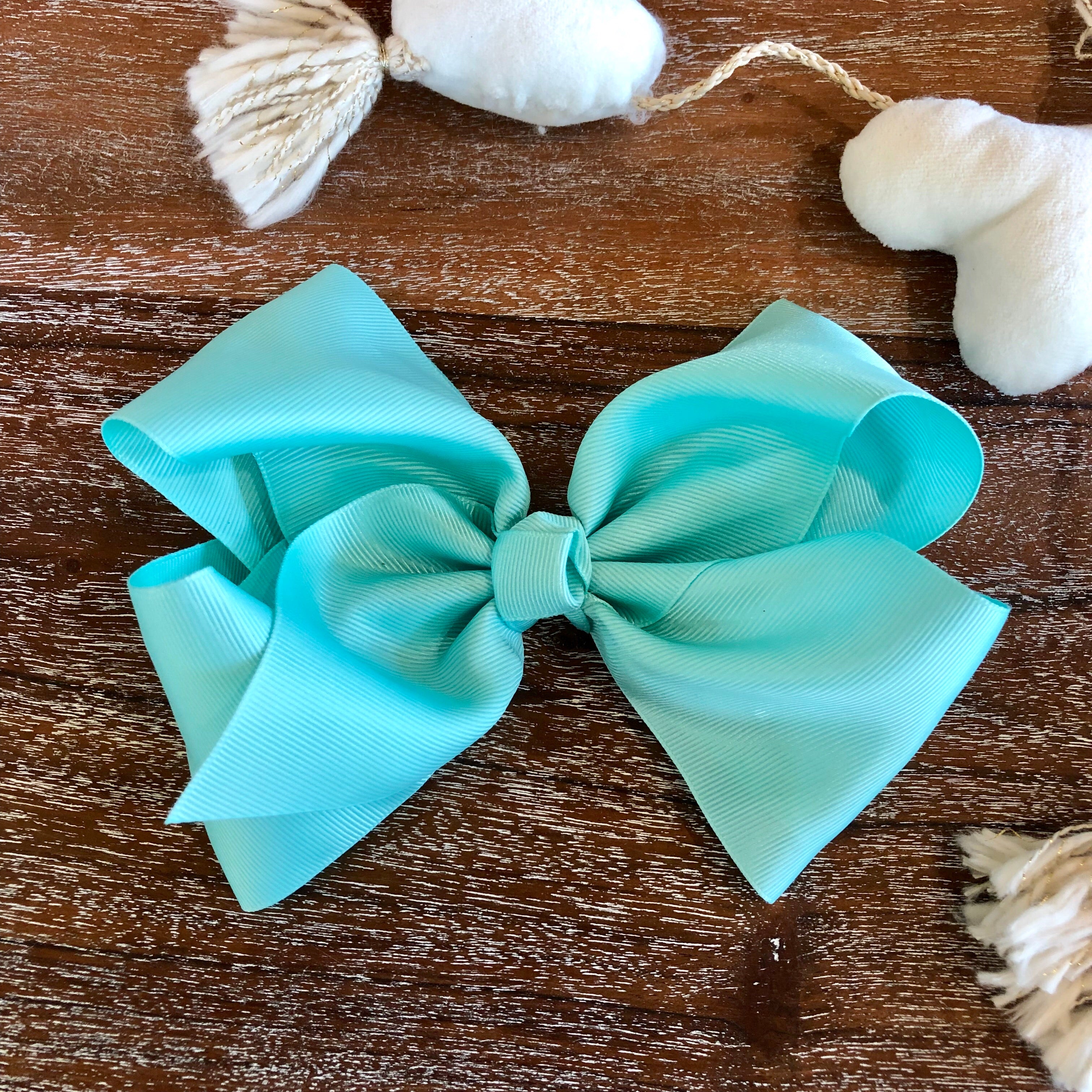 Solid Color Hair Bow in Aqua - Giddy Up Glamour Boutique