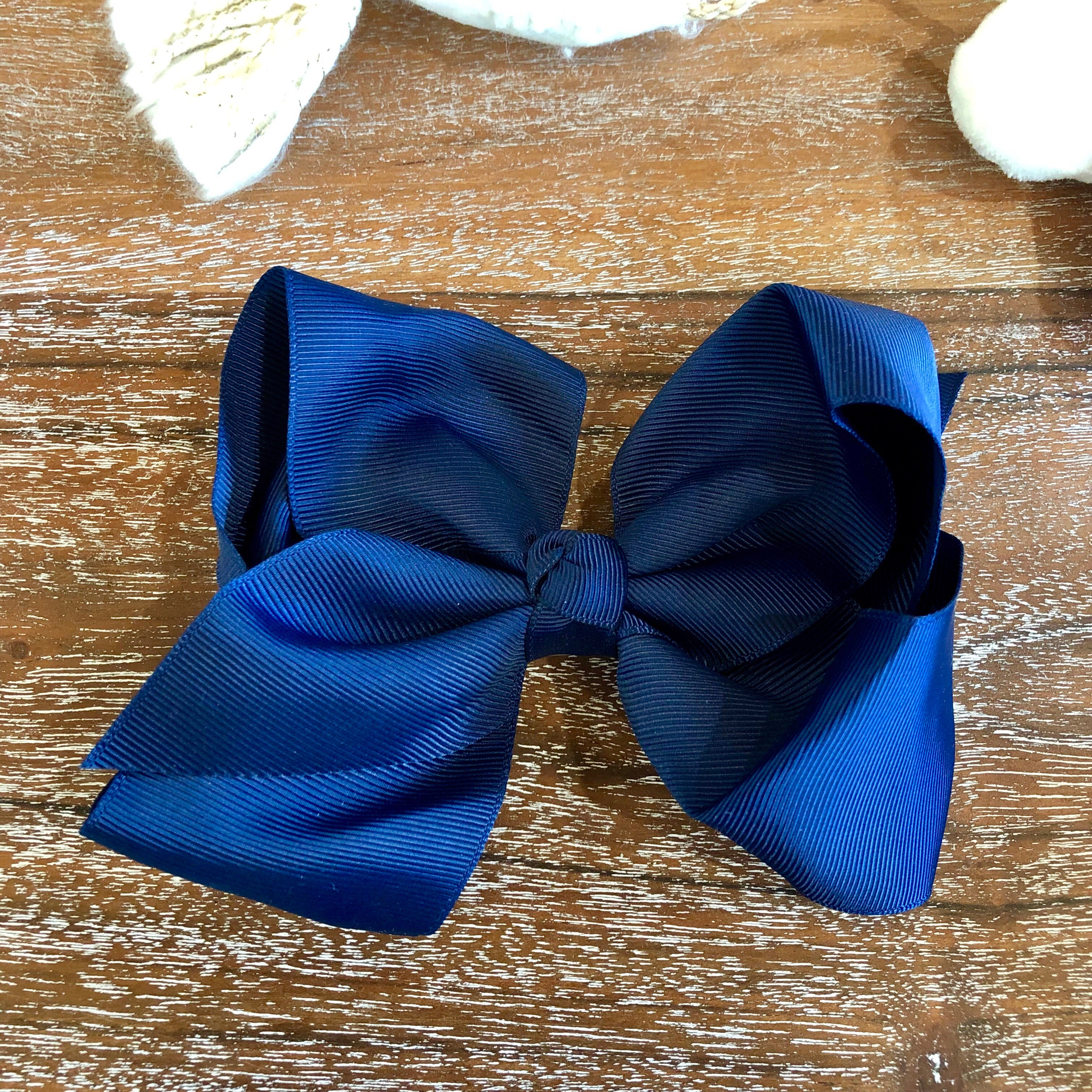 Solid Color Hair Bow in Navy Blue - Giddy Up Glamour Boutique