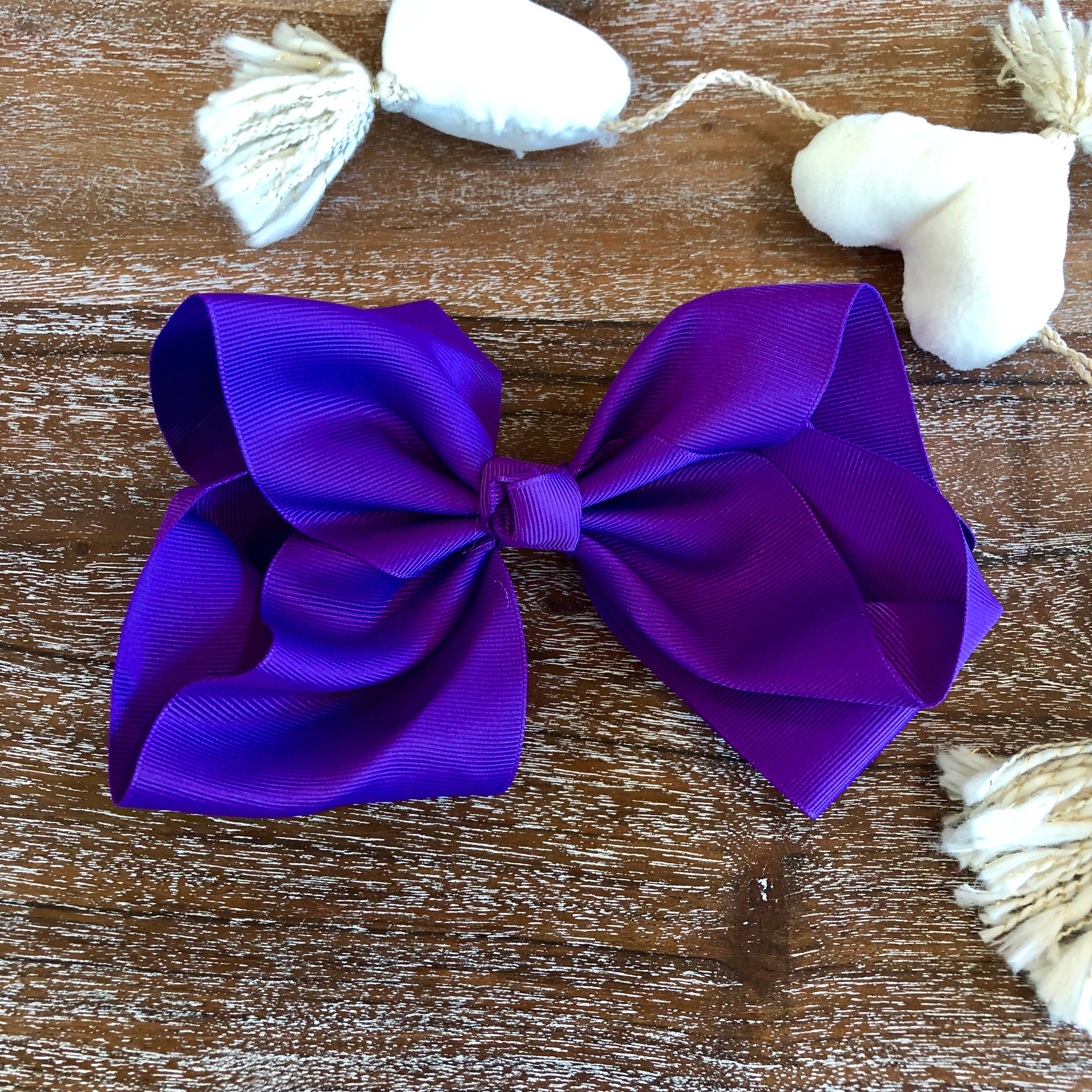 Solid Color Hair Bow in Purple - Giddy Up Glamour Boutique