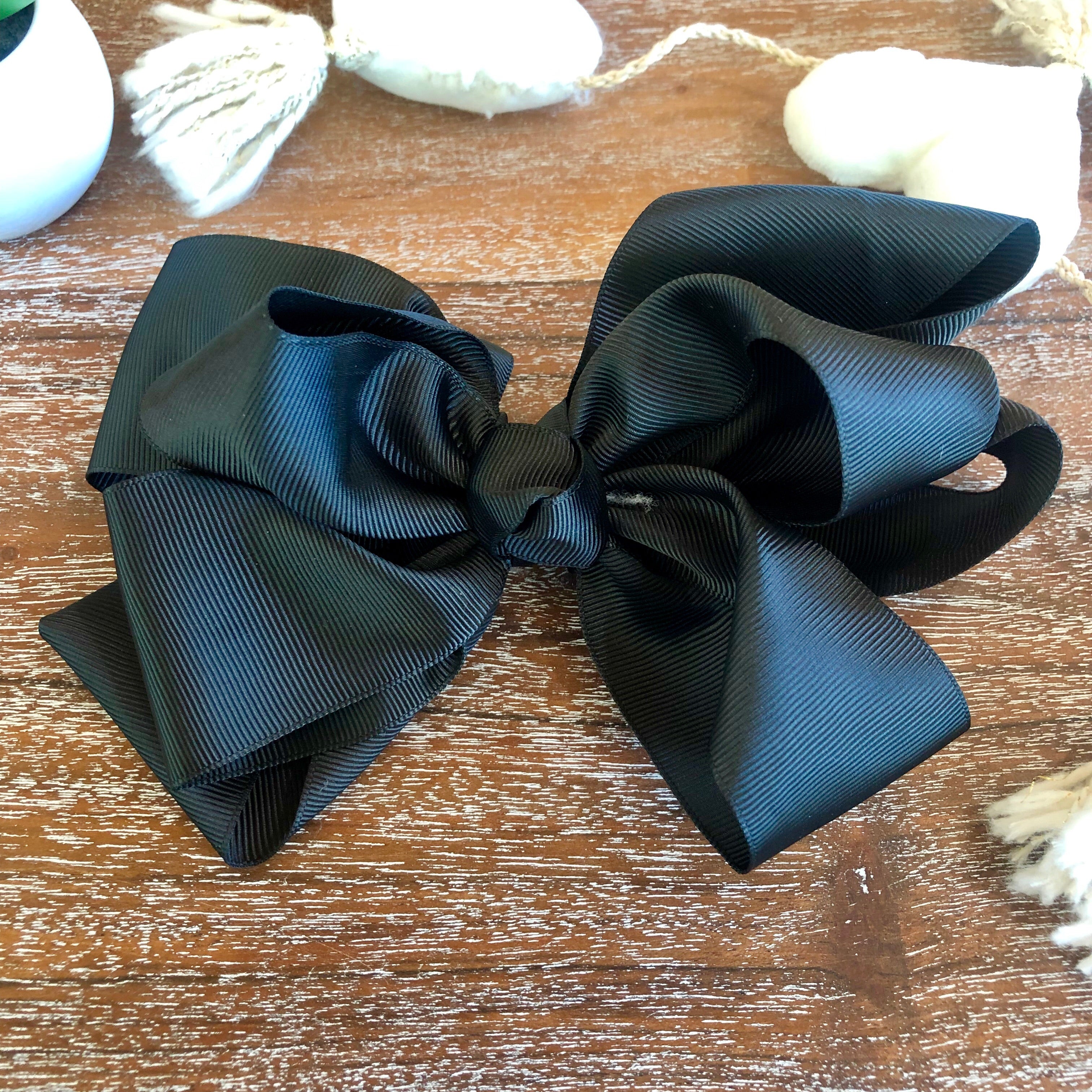Solid Color Hair Bow in Black - Giddy Up Glamour Boutique