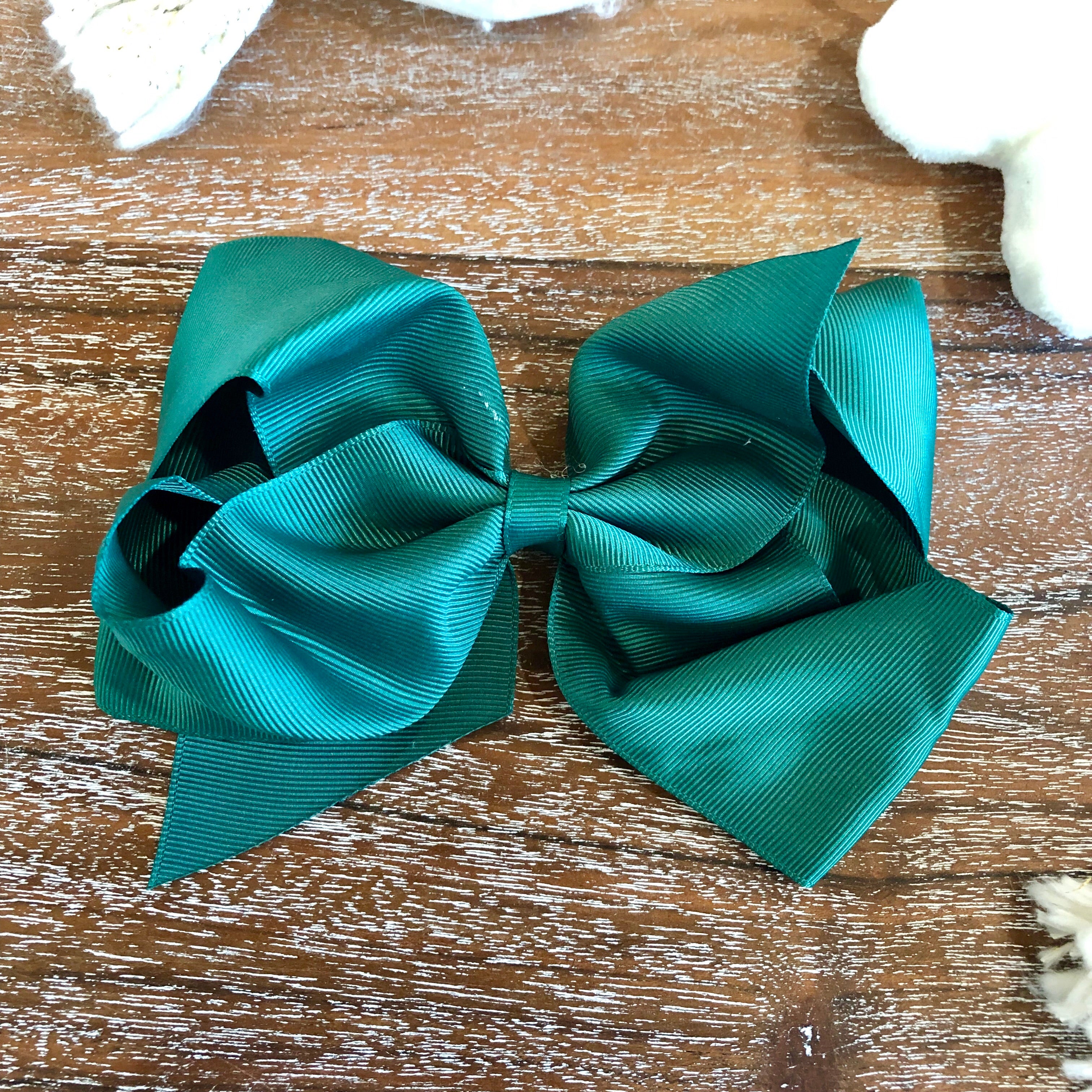Solid Color Hair Bow in Green - Giddy Up Glamour Boutique