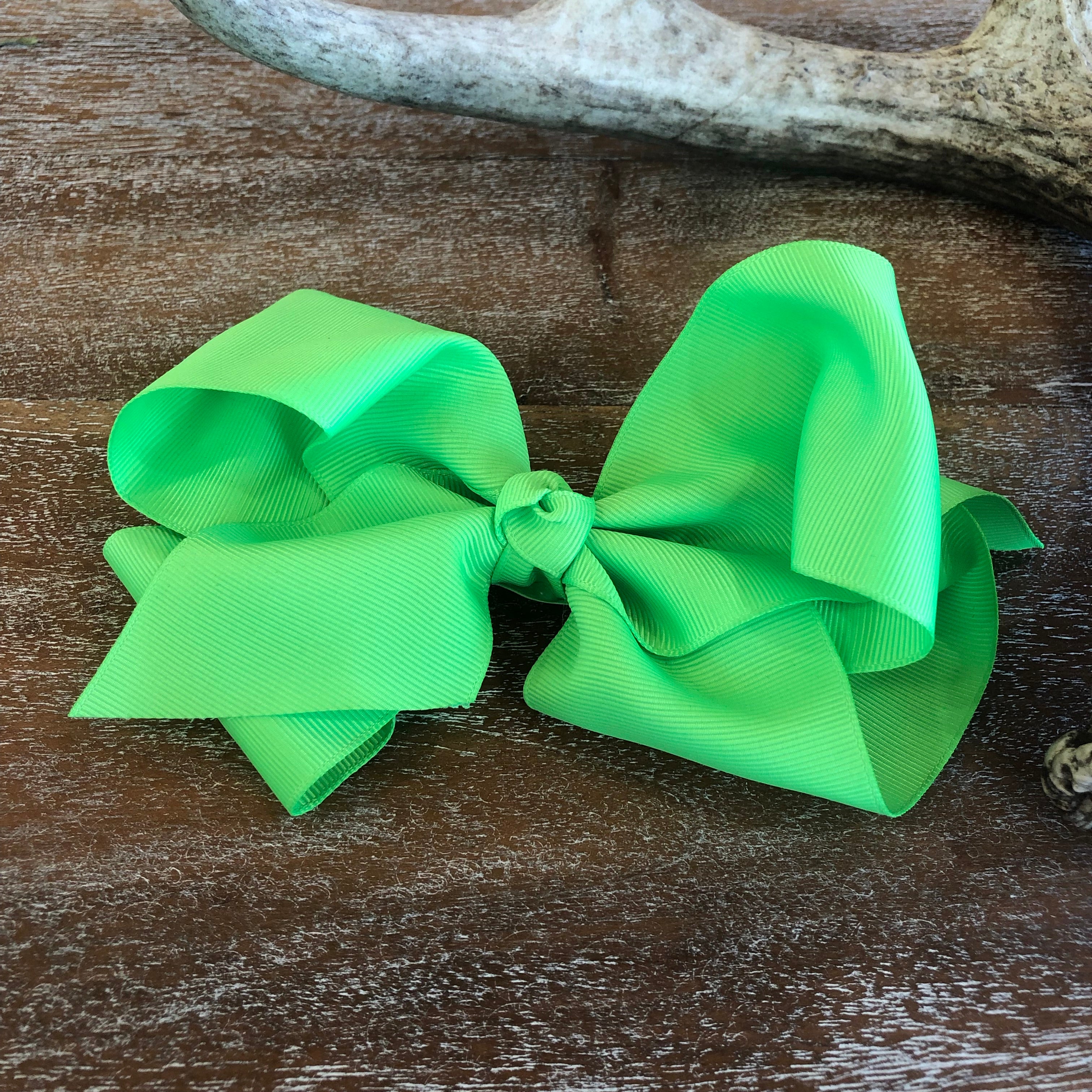 Solid Color Hair Bow in Neon Green - Giddy Up Glamour Boutique