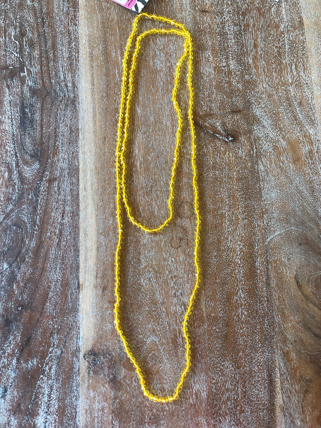 34 Inch Long Layering 6mm Crystal Strand Necklace in Clear Banana Yellow - Giddy Up Glamour Boutique