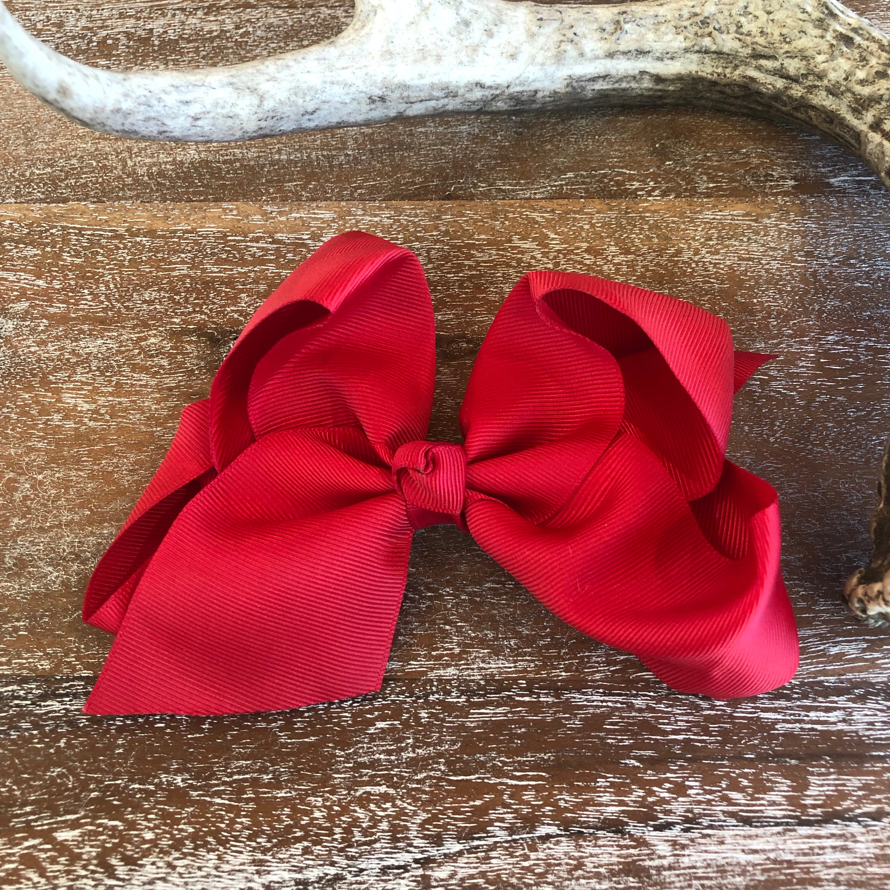 Solid Color Hair Bow in Red - Giddy Up Glamour Boutique