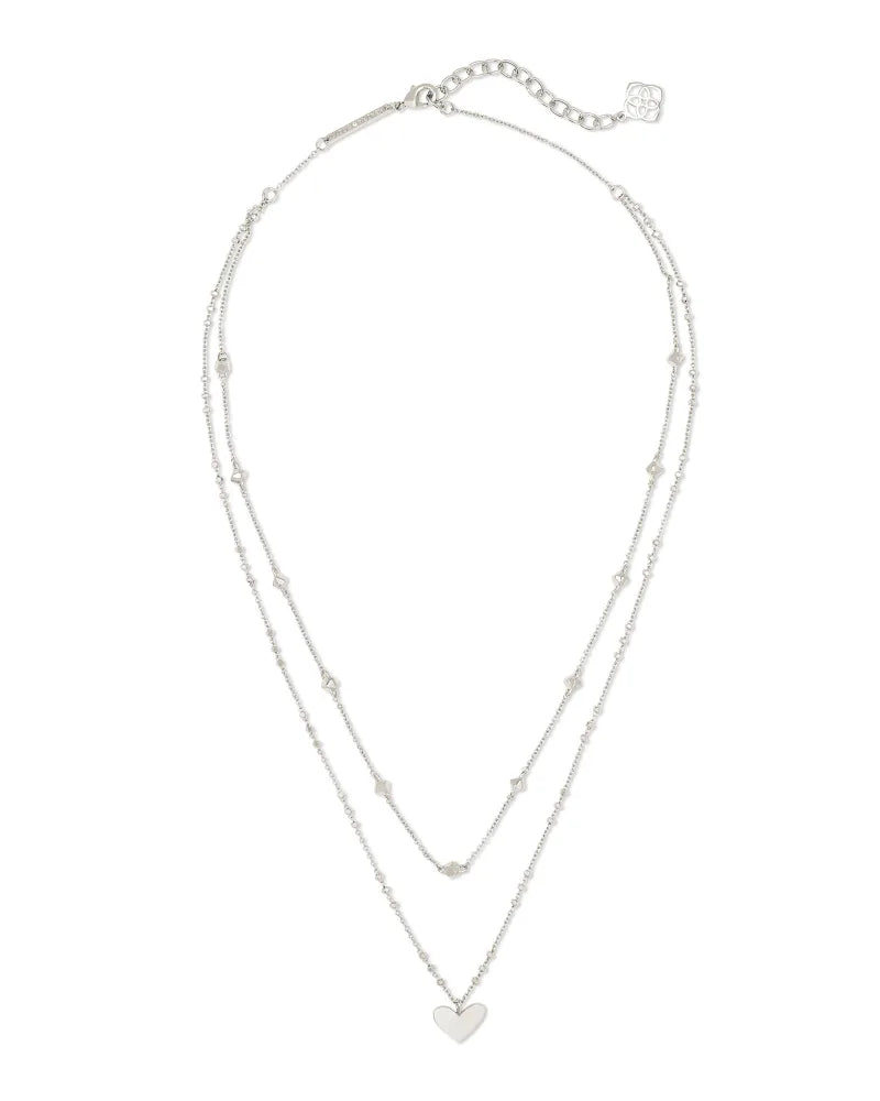 Kendra Scott | Ari Heart Multi Strand Necklace in Silver - Giddy Up Glamour Boutique