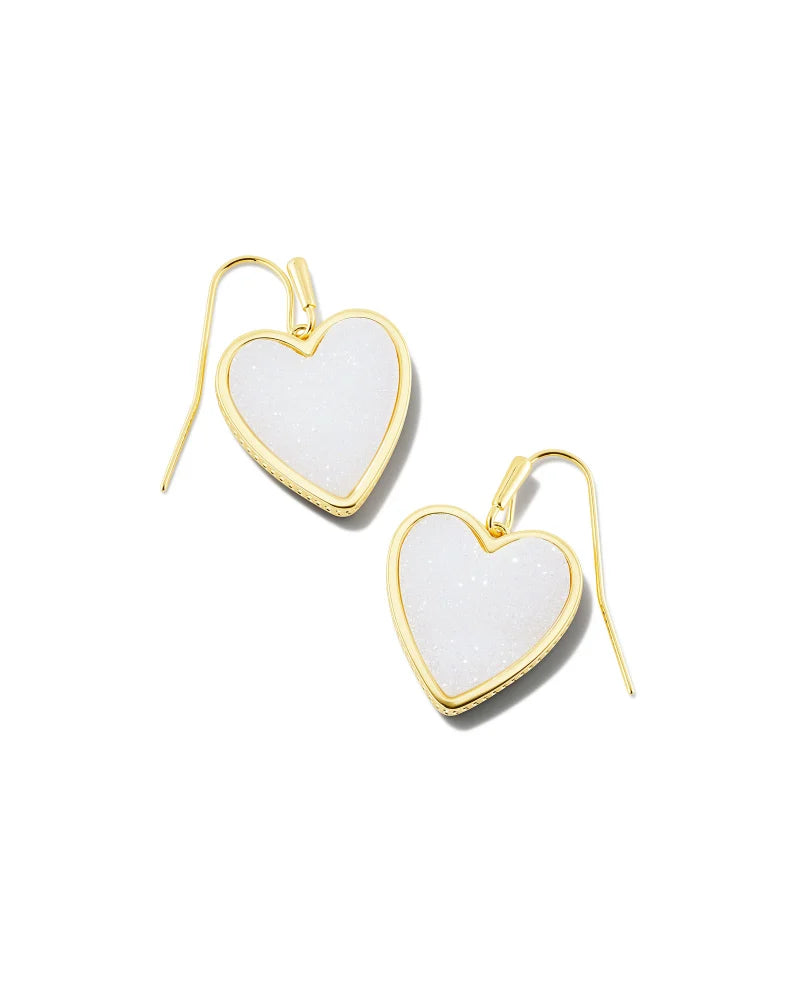 Kendra Scott | Heart Gold Drop Earrings in Iridescent Drusy - Giddy Up Glamour Boutique