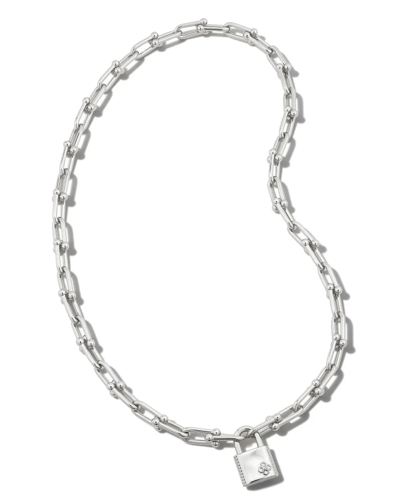Kendra Scott | Jess Lock Chain Necklace in Silver - Giddy Up Glamour Boutique