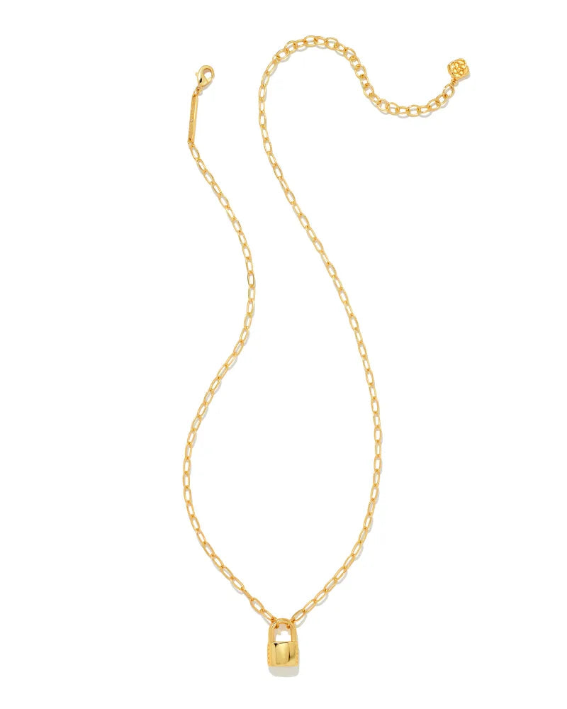 Kendra Scott | Jess Small Lock Chain Necklace in Gold - Giddy Up Glamour Boutique