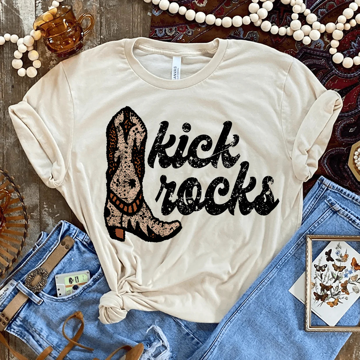 Online Exclusive | Kick Rocks Graphic Tee in Cream