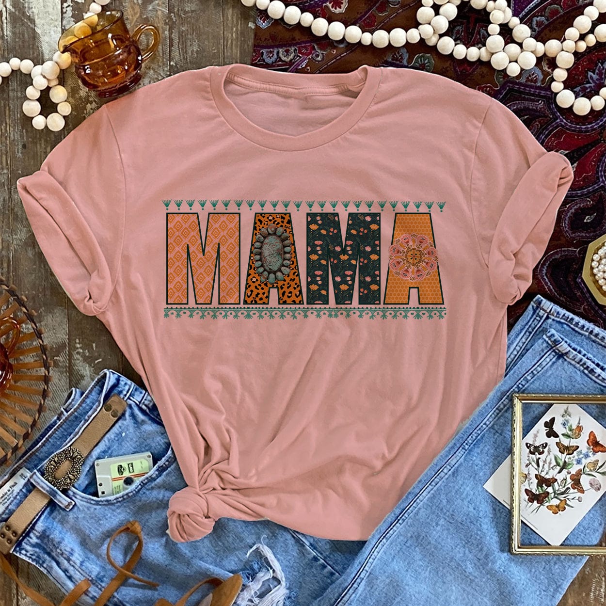 Online Exclusive | Mama Short Sleeve Graphic Tee in Desert Rose - Giddy Up Glamour Boutique