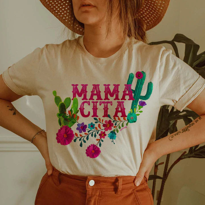 Online Exclusive | Mamacita Short Sleeve Cactus Graphic Tee in Cream - Giddy Up Glamour Boutique