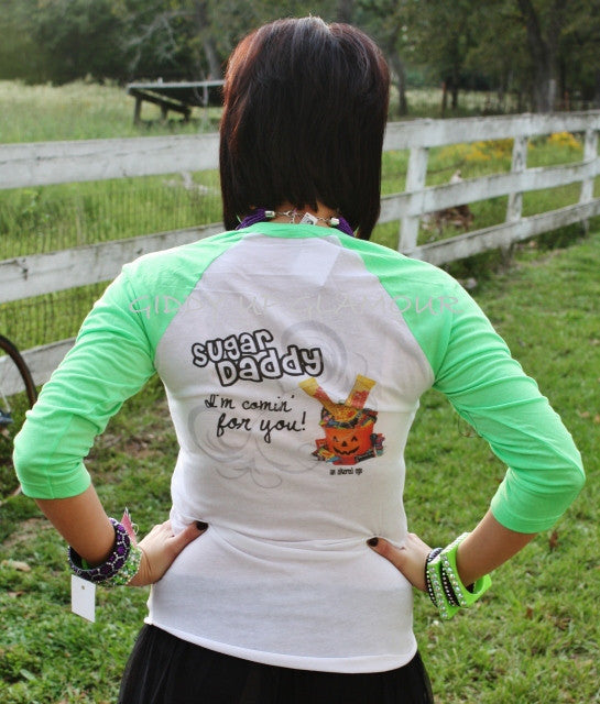 Last Chance Size XS | I'm Hell on Heels Neon Green Baseball Tee - Giddy Up Glamour Boutique