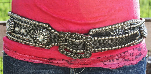 Black 5 Stranded Leather Belt by Safari Girl - Giddy Up Glamour Boutique