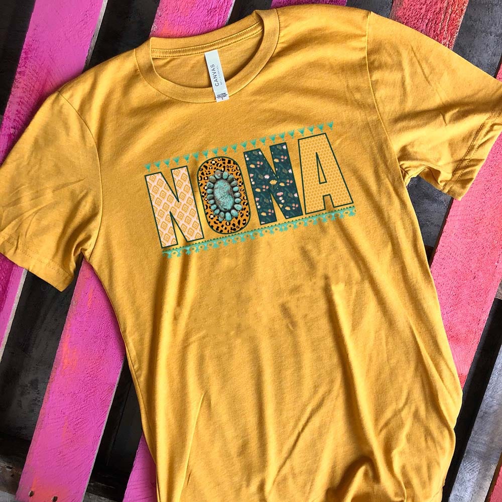 Online Exclusive | Nona Short Sleeve Graphic Tee in Mustard - Giddy Up Glamour Boutique