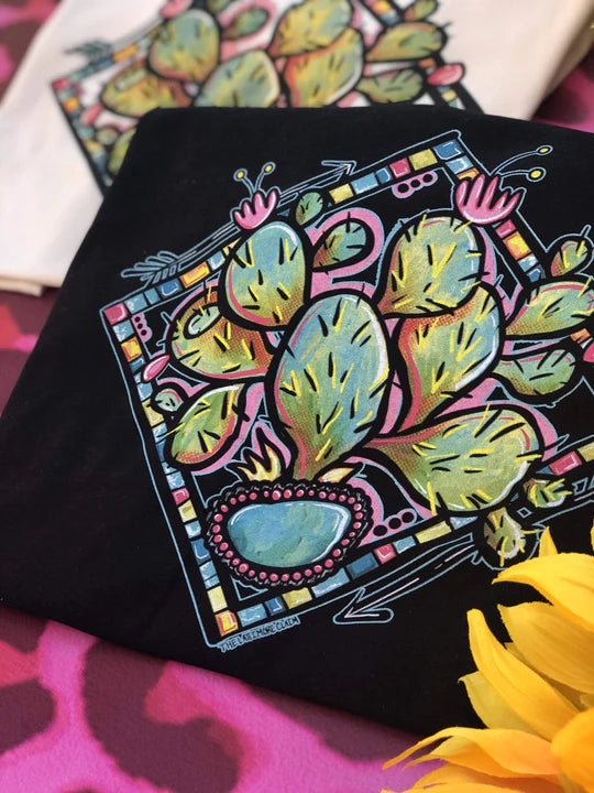 Online Exclusive | Punchy Prickly Pear Cactus Graphic Tee in Black