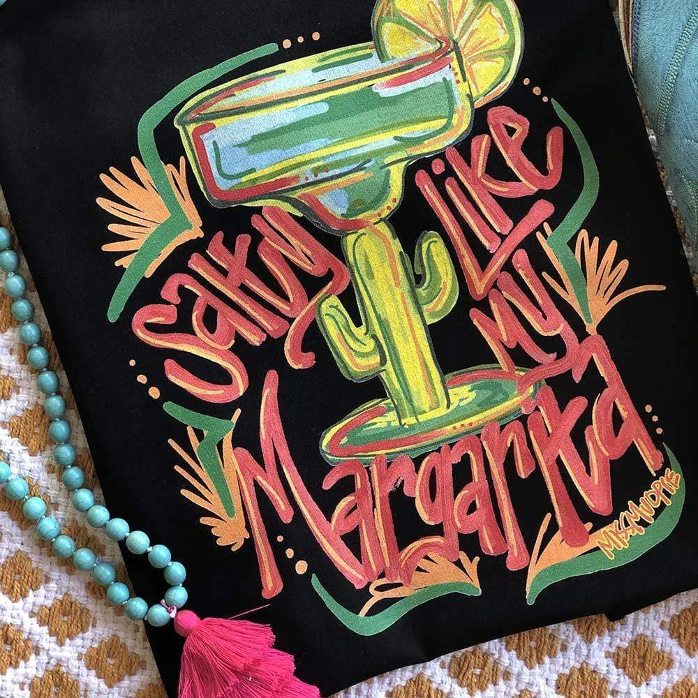 Online Exclusive | Salty Like My Margarita Graphic Tee in Black - Giddy Up Glamour Boutique