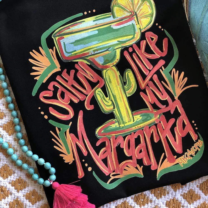Online Exclusive | Salty Like My Margarita Graphic Tee in Black - Giddy Up Glamour Boutique