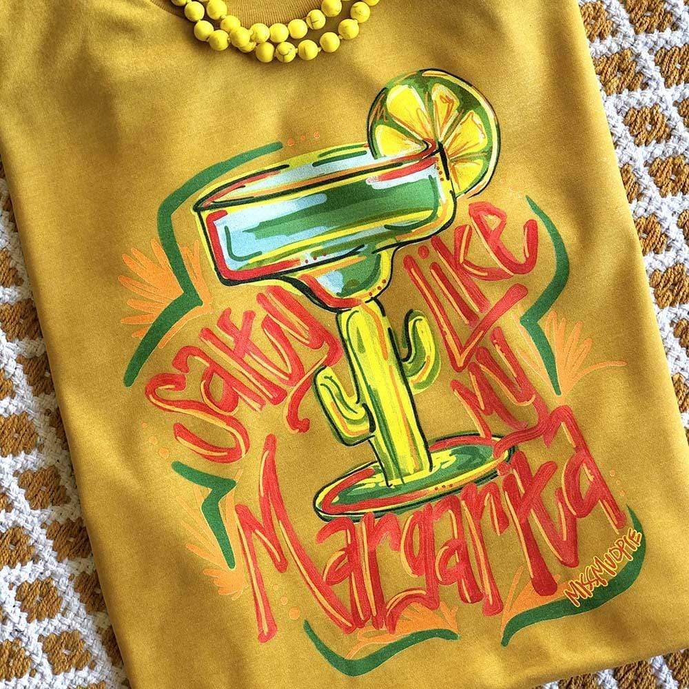 Online Exclusive | Salty Like My Margarita Graphic Tee in Mustard Yellow - Giddy Up Glamour Boutique