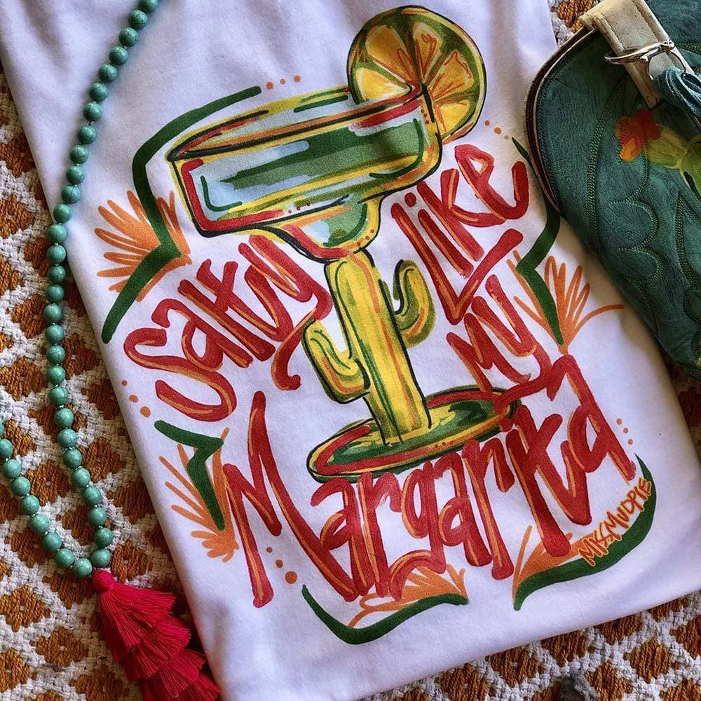 Online Exclusive | Salty Like My Margarita Graphic Tee in White - Giddy Up Glamour Boutique