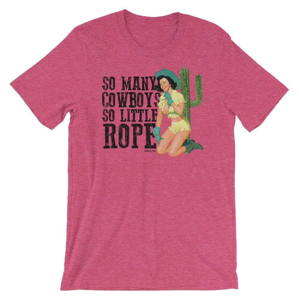 Online Exclusive | So Many Cowboys, So Little Rope Short Sleeve Graphic Tee in Heather Raspberry Pink - Giddy Up Glamour Boutique