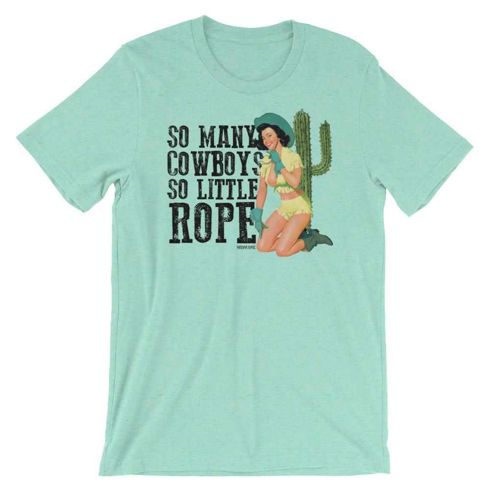 Online Exclusive | So Many Cowboys, So Little Rope Short Sleeve Graphic Tee in Mint Blue - Giddy Up Glamour Boutique