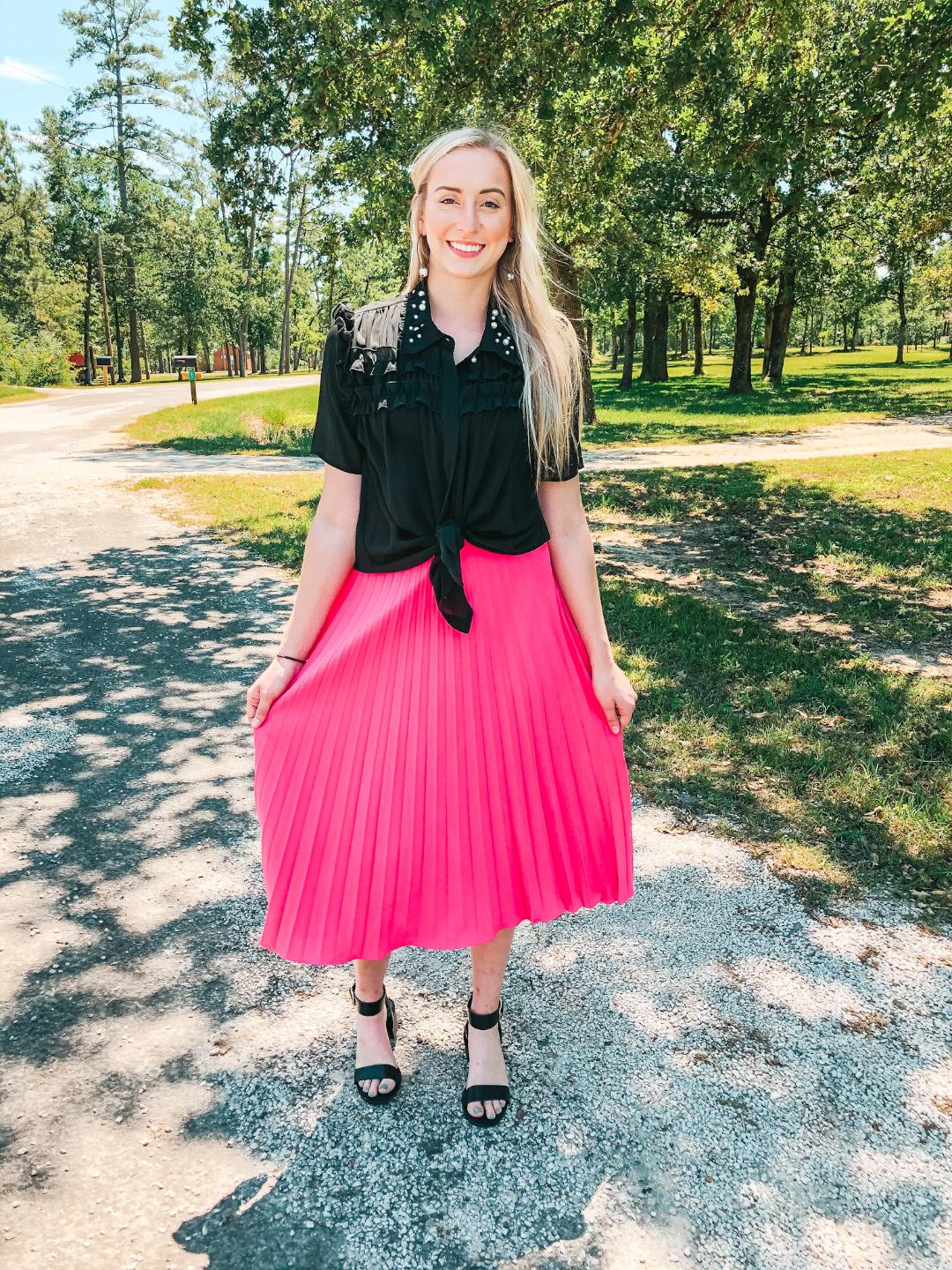 Reasons Why Pleated Midi Skirt in Fuchsia - Giddy Up Glamour Boutique