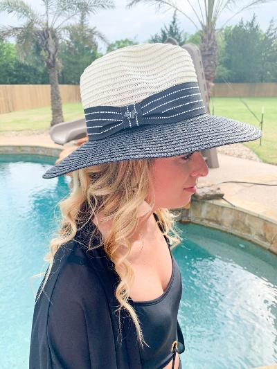 Filled To The Brim Two-Toned Hat in Beige and Black - Giddy Up Glamour Boutique