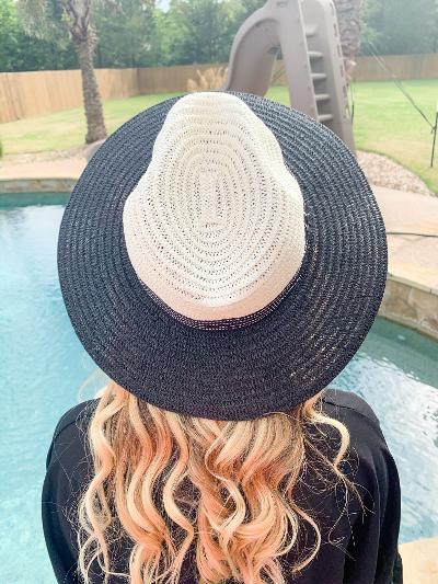 Filled To The Brim Two-Toned Hat in Beige and Black - Giddy Up Glamour Boutique