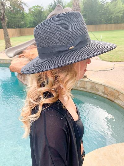 Throwing Shade Wide Brim Hat in Black - Giddy Up Glamour Boutique